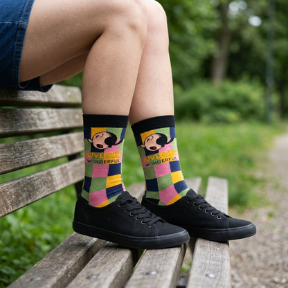 Calcetines de cuadros multicolor combinados con shorts