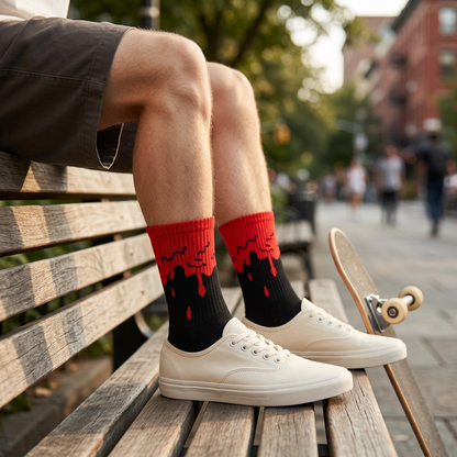 Calcetines Drip rojos con estilo juvenil