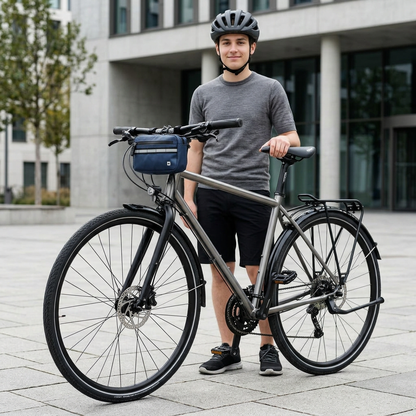 Escena revisada con bolsa de manillar más compacta y bicicleta completa