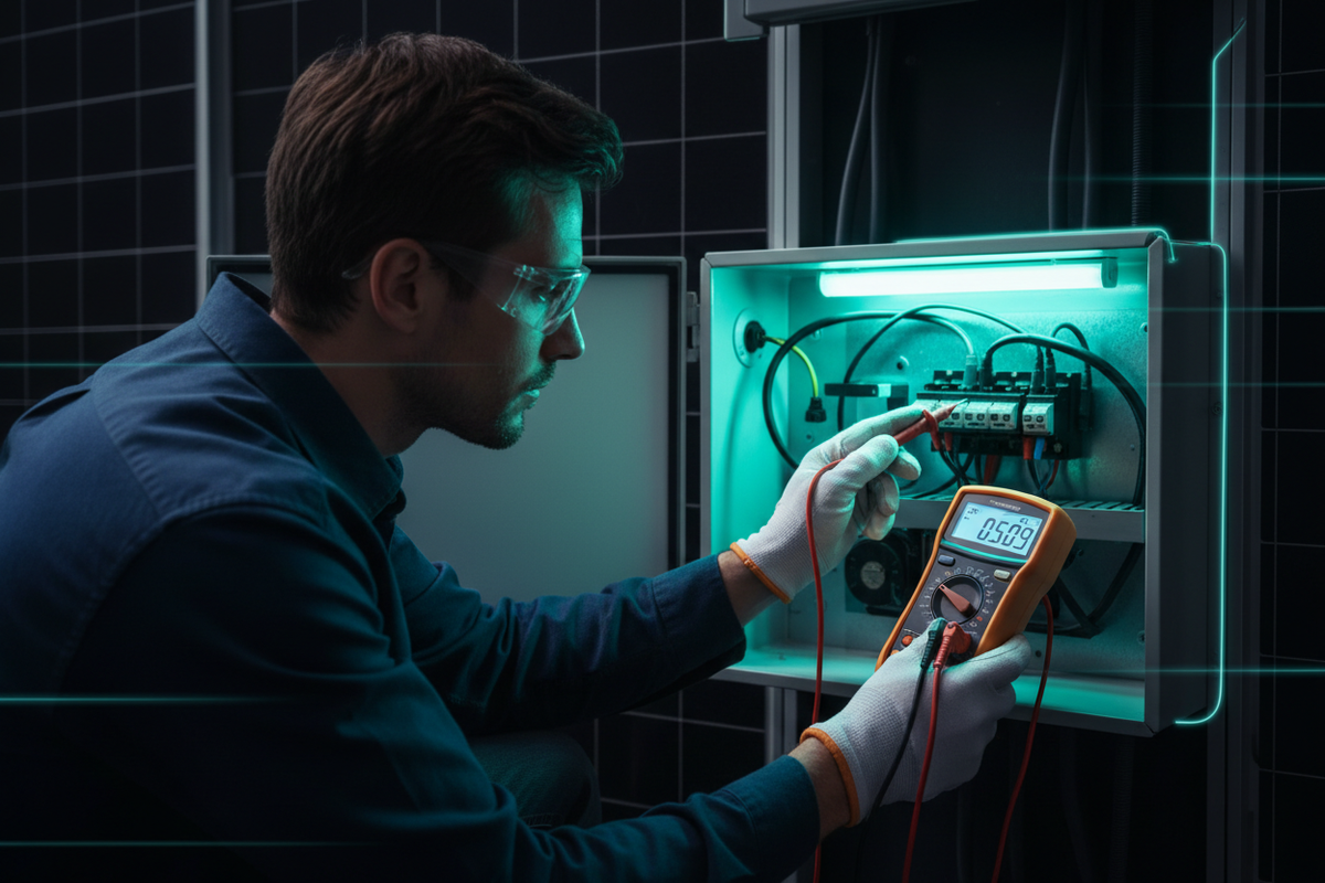 Solar Electrical System Testing with Multimeter