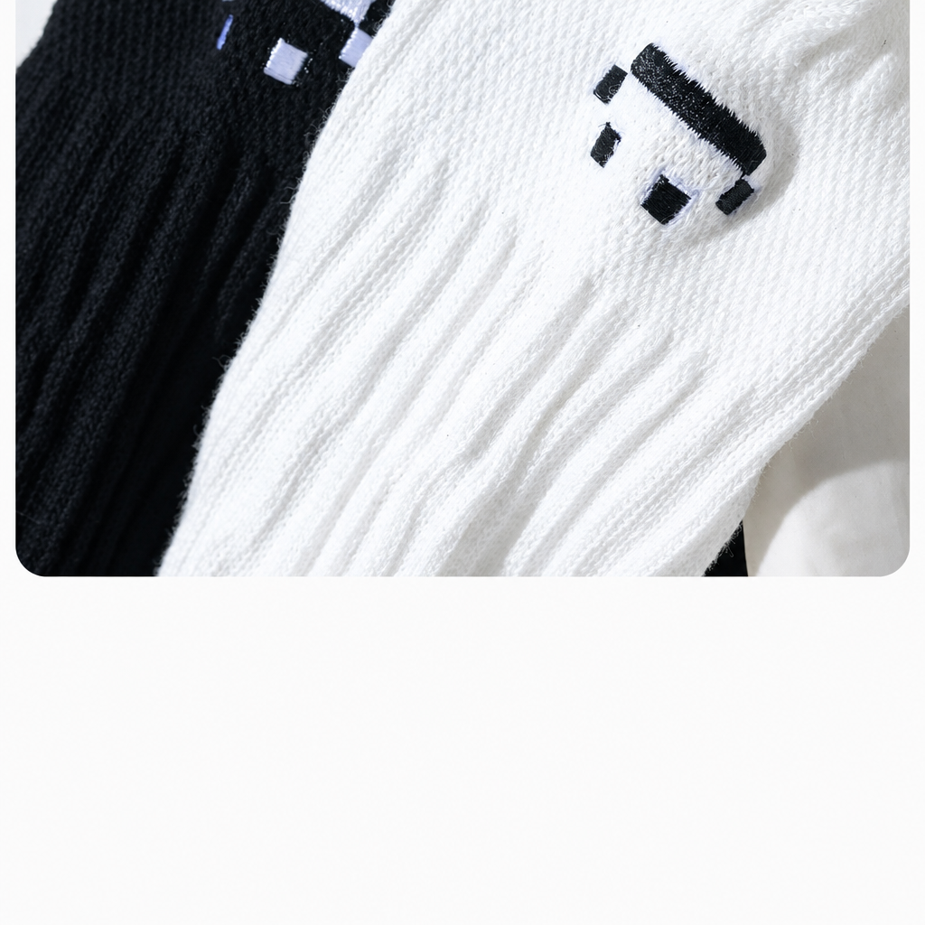 Smiley Face Crew Socks – Ribbed Cotton Blend, EU 35–44