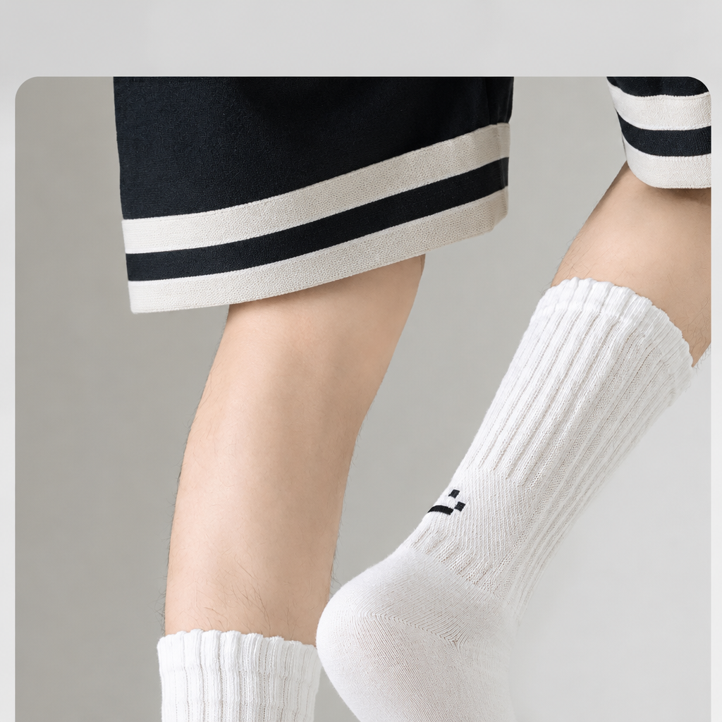 Smiley Face Crew Socks – Ribbed Cotton Blend, EU 35–44
