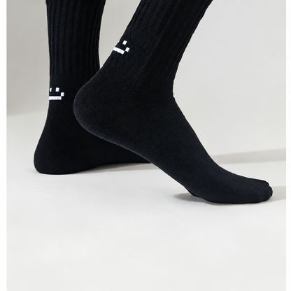 Smiley Face Crew Socks – Ribbed Cotton Blend, EU 35–44
