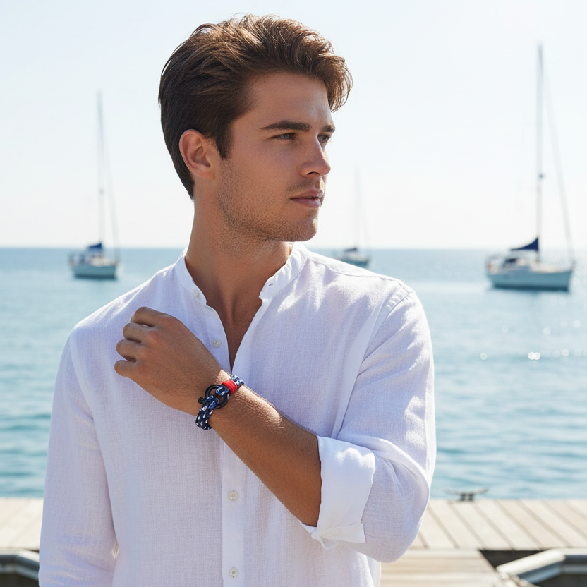 Navy Rope Bracelet - Male Nautical