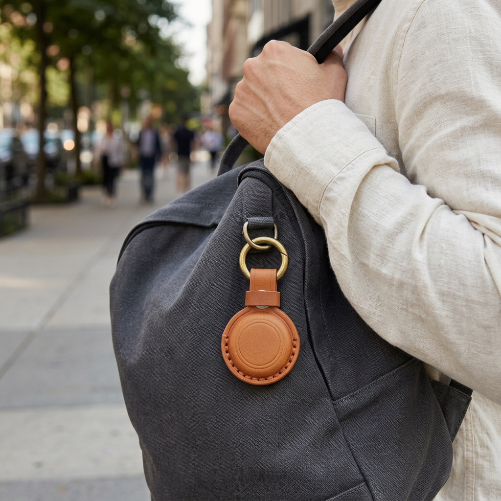Porta AirTag sujeto a una mochila